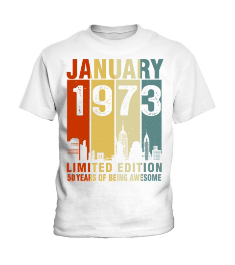 Vintage January 1973 50 Years Of Being Awesome Kids T-Shirt