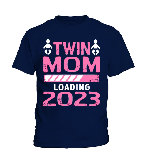 Womens Twin Mama Twin Mom to Be Pregnancy Kids T-Shirt