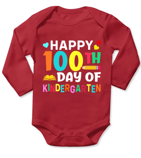 100 Days Of School Design for Kindergarten Teacher Long Sleeve Baby One-Piece