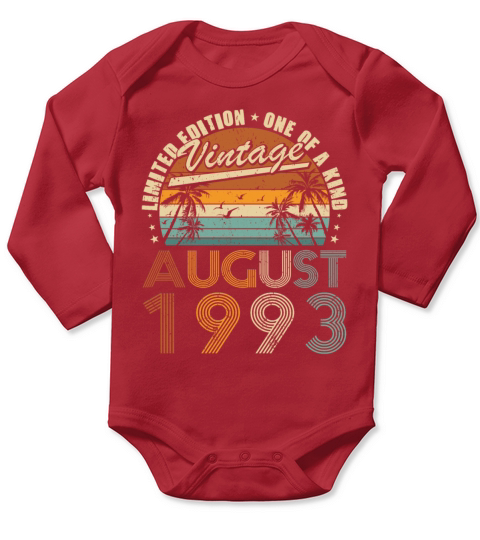 30th birthday vintage august 1993 one of a kind Long Sleeve Baby One-Piece