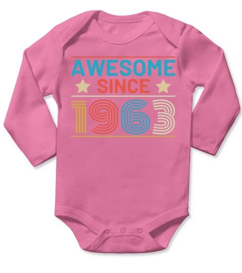 60th Birthday Vintage 1963 Retro Awesome Long Sleeve Baby One-Piece