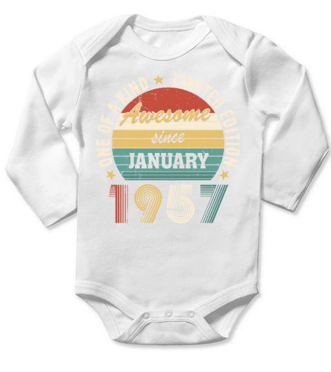 Awesome Since January 1957 Limited Edition Long Sleeve Baby One-Piece