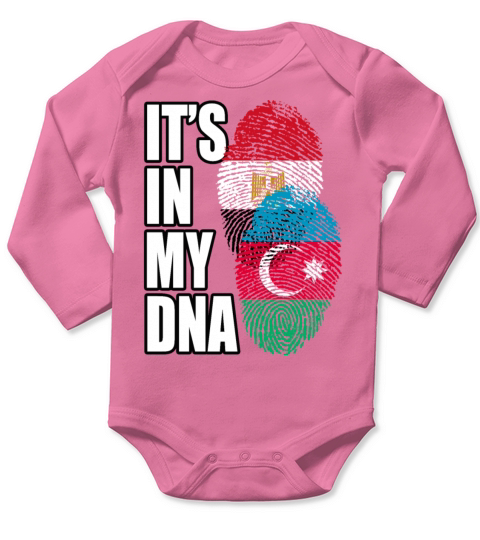 Azerbaijani And Egyptian Mix Heritage DNA Flag Long Sleeve Baby One-Piece
