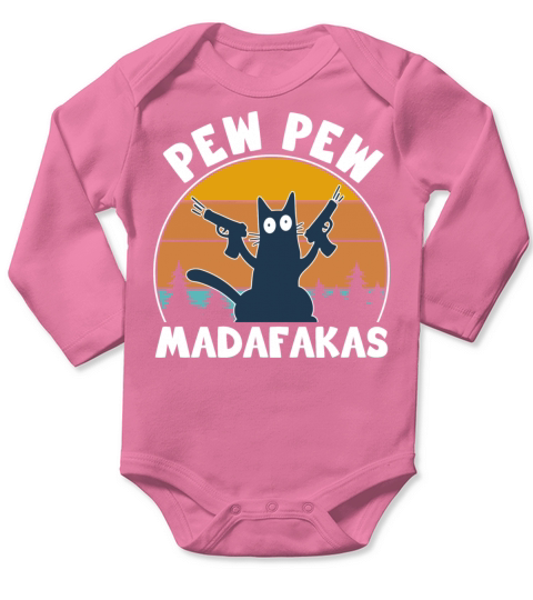 CAT PEW PEW VINTAGE Long Sleeve Baby One-Piece
