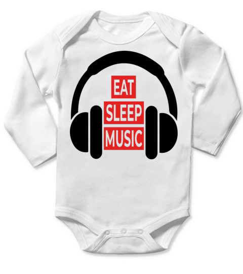 Eat Sleep Music Logo Design Long Sleeve Baby One-Piece