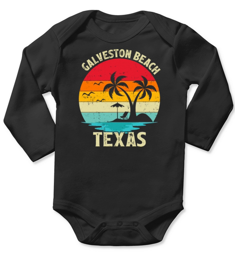 Family Vacation Vintage Retro Texas Galveston Beac Long Sleeve Baby One-Piece