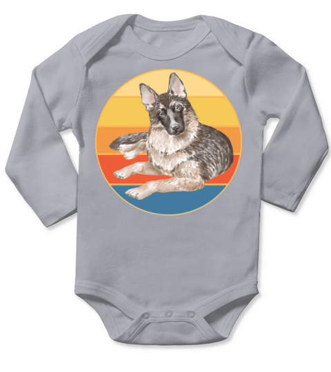 German Shepherd Dog Breed Vintage Retro Sunset Long Sleeve Baby One-Piece