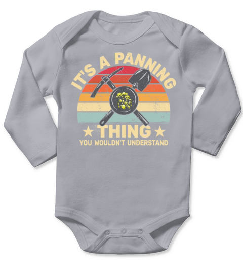 gold prospector retro panning panner Long Sleeve Baby One-Piece