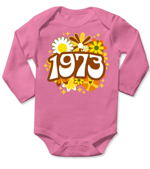 Groovy 50 Years Woman Colorful 1973 50th Birthday Long Sleeve Baby One-Piece