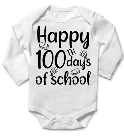 Happy 100 days of school Long Sleeve Baby One-Piece