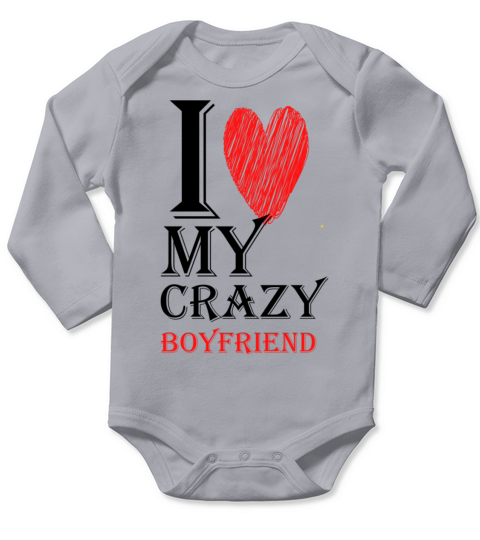 I Love My Crazy Boyfriend Purview With Red heart95 Long Sleeve Baby One-Piece