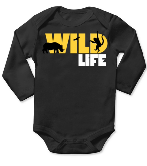 Minimalist Black and Yellow Wild Life T-Shirt Long Sleeve Baby One-Piece