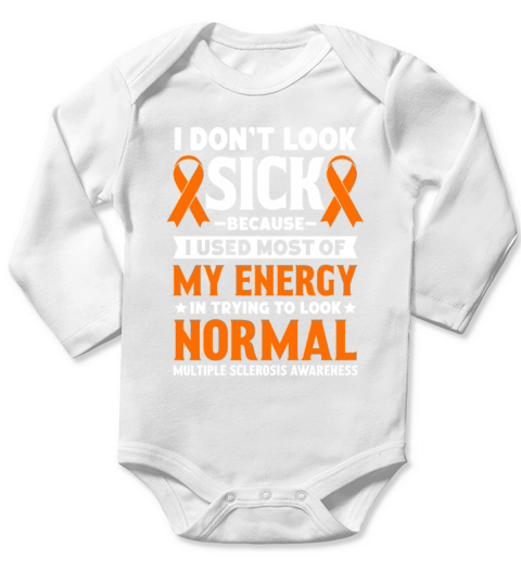 Multiple Sclerosis Awareness Orange Ribbon Look Long Sleeve Baby One-Piece