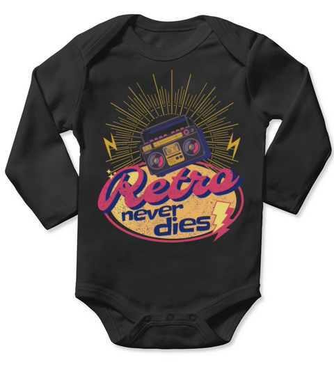 Retro Never Dies Boom Box Long Sleeve Baby One-Piece
