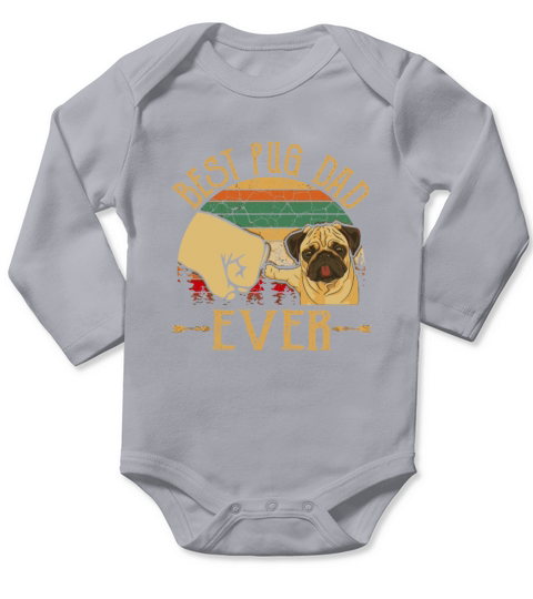 Retro Vintage Best Pug Dad Ever Long Sleeve Baby One-Piece