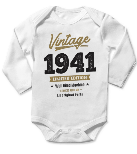 Vintage 1941 81st Birthday Long Sleeve Baby One-Piece