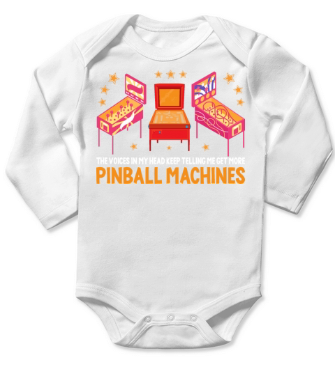 Vintage Pinball Machine Retro Arcade Game Lovers Long Sleeve Baby One-Piece