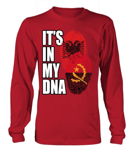 Angolan And Albanian Mix Heritage DNA Flag Long sleeved Unisex