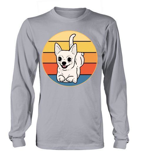 Cute Chihuahua Dog Breed Vintage Retro Sunset Long sleeved Unisex