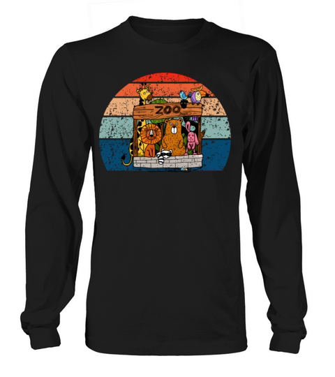 Vintage retro sunset art of zoo funny animals Long sleeved Unisex