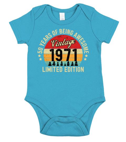 50th Birthday Vintage 1971 Short Sleeve Baby One-Piece
