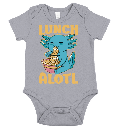 Axolotl Eating Ramen Funny Lunchalotl Short Sleeve Baby One-Piece