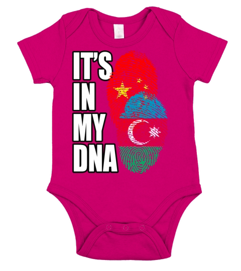 Azerbaijani And Chinese Mix Heritage DNA Flag Short Sleeve Baby One-Piece