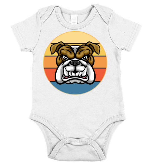 Bulldog Dog Breed Vintage Retro Sunset Short Sleeve Baby One-Piece