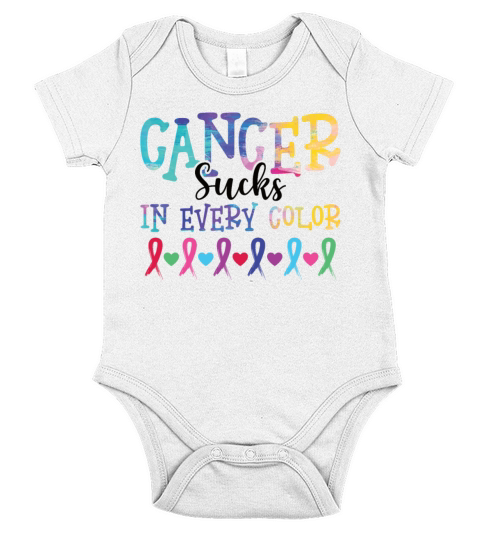 Cancer Sucks In Every Color Awareness Short Sleeve Baby One-Piece