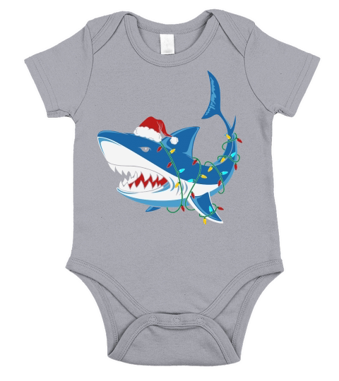 Christmas Shark Santa hat Xmas Short Sleeve Baby One-Piece