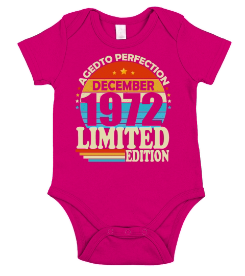 December 1972 Vintage Retro Birthday Short Sleeve Baby One-Piece