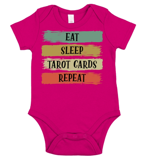 Eat Sleep Retro Vintage Tarot Cards Cartomancy Short Sleeve Baby One-Piece