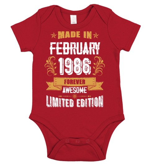 February 1986 Vintage Birthday Present Short Sleeve Baby One-Piece