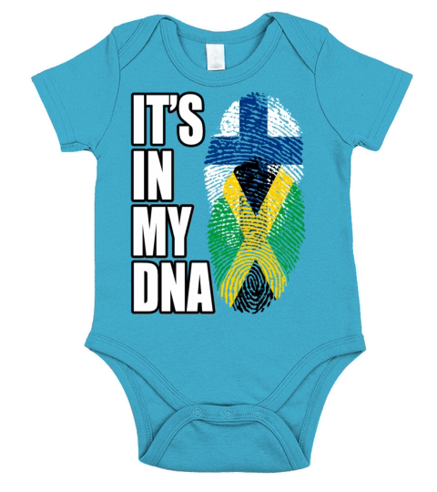 Finland And Jamaican Mix Heritage DNA Flag Short Sleeve Baby One-Piece