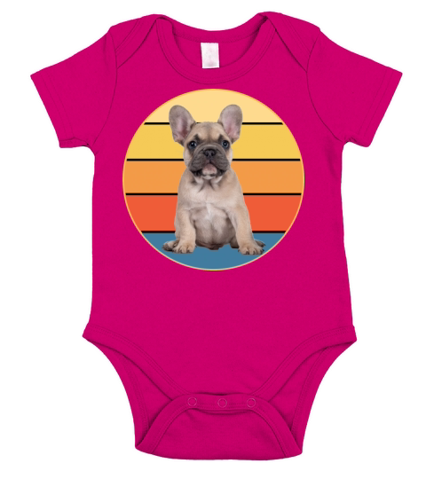 French Bulldog Dog Breed Vintage Retro Sunset Short Sleeve Baby One-Piece