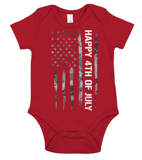 Happy 4th Of July - American Flag Short Sleeve Baby One-Piece