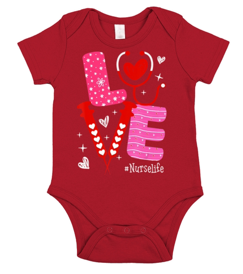 LOVE Heart Stethoscope Nurse Life Funny Nurse Vale Short Sleeve Baby One-Piece