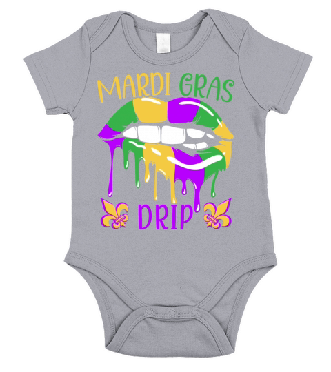 Mardi Gras Drip New Orleans Louisiana Parade Short Sleeve Baby One-Piece