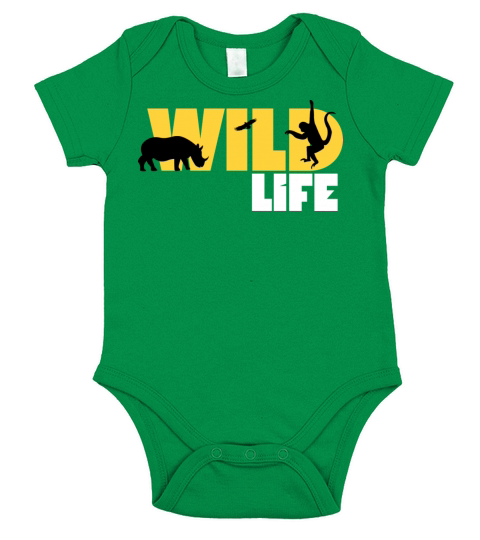Minimalist Black and Yellow Wild Life T-Shirt Short Sleeve Baby One-Piece