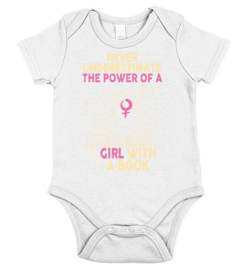 Never Underestimate The Power of A Girl With Book Short Sleeve Baby One-Piece