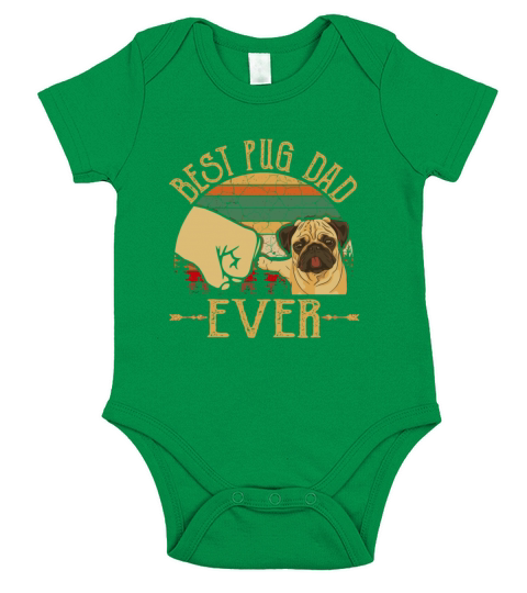 Retro Vintage Best Pug Dad Ever Short Sleeve Baby One-Piece