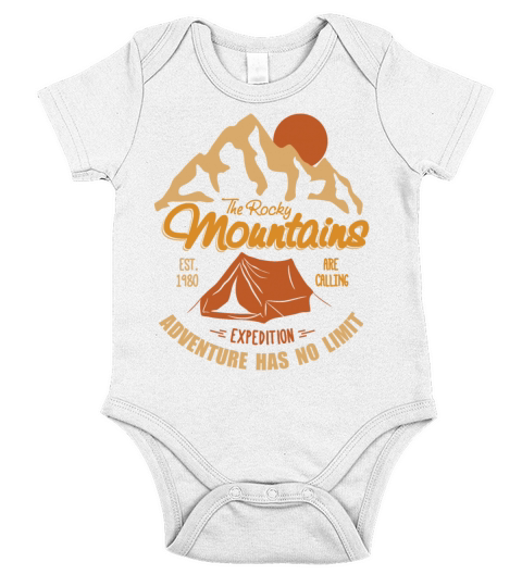 Vintage Retro Rocky Mountains Hiking Camping Gift Short Sleeve Baby One-Piece