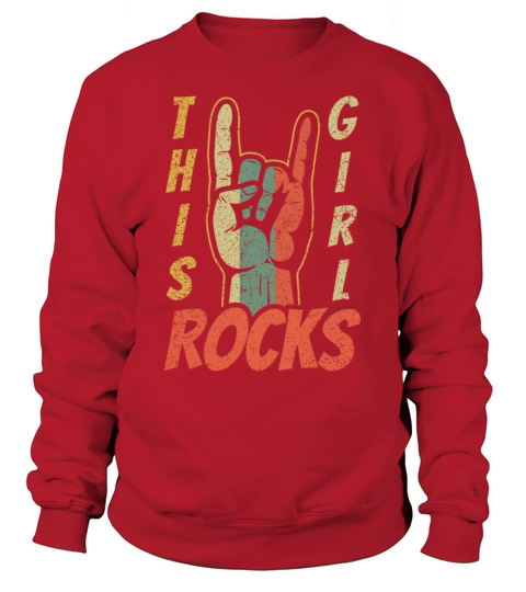 Vintage Retro Rock Sign Rock Hand Metal Girl Rocks Sweatshirt Unisex