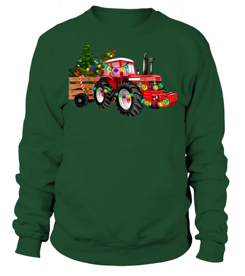 Vintage Tractor Farmer Christmas Tree Xmas Lights Sweatshirt Unisex