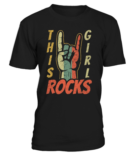Vintage Retro Rock Sign Rock Hand Metal Girl Rocks T-Shirt Unisex