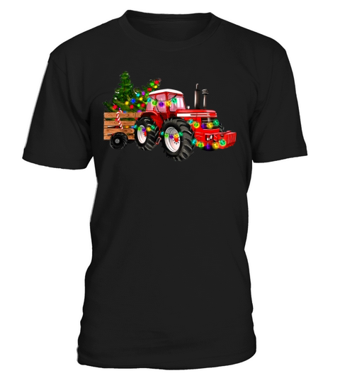 Vintage Tractor Farmer Christmas Tree Xmas Lights T-Shirt Unisex