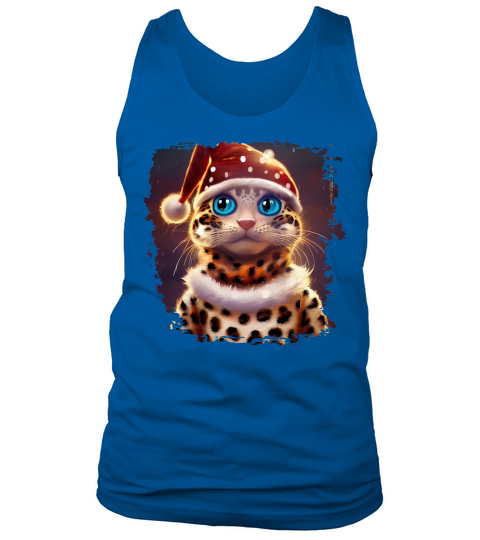 Christmas Cute Leopard with Santa Hat Tank Top Unisex