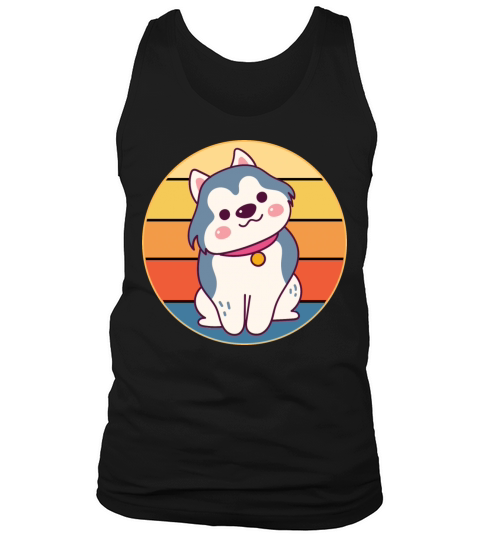 Funny Kawaii Cute Husky Dog Vintage Retro Sunset Tank Top Unisex