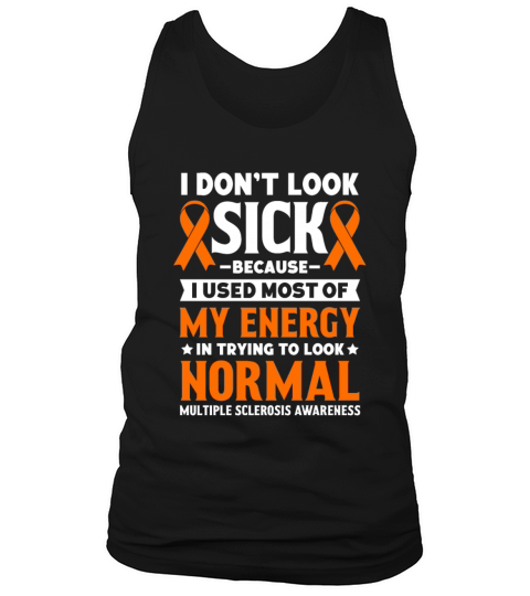 Multiple Sclerosis Awareness Orange Ribbon Look Tank Top Unisex