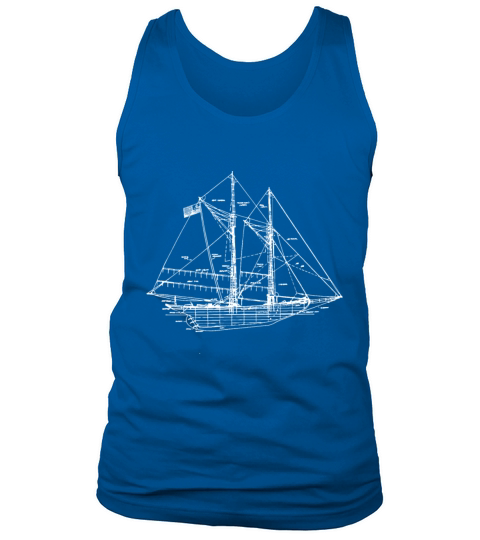 Sailboat Blueprint Vintage Retro Boating and Saili Tank Top Unisex